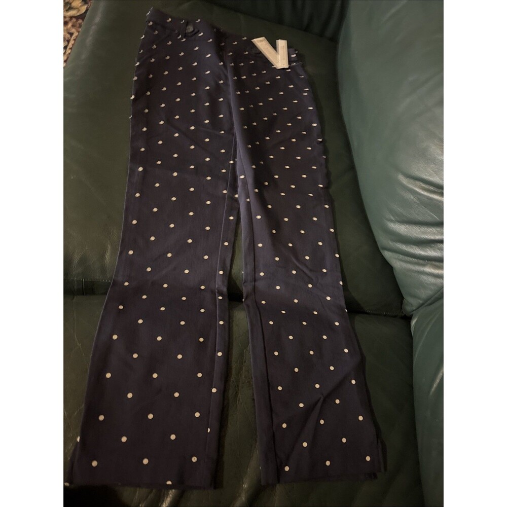 Joe B by Joe Benbasset Women Small White dots on NavyCasual Pants Ankle Pull-up